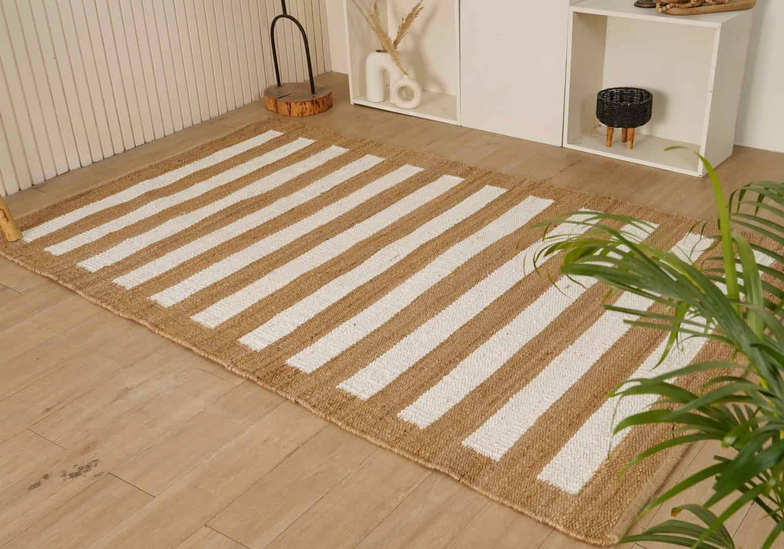 Room Decorating Interier Style Making Hand Weaving Beige And White Color Rectangle Rug Vintage Hemp Jute Rug For Living Room Decor Rug  - Image 2