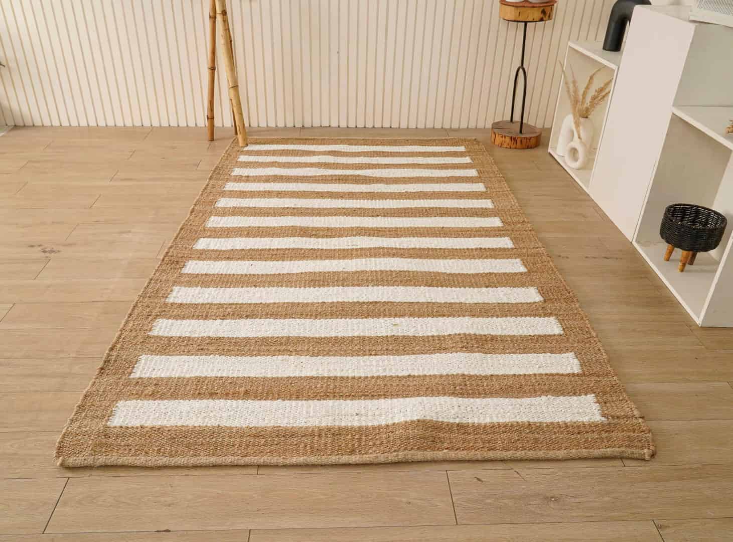 Room Decorating Interier Style Making Hand Weaving Beige And White Color Rectangle Rug Vintage Hemp Jute Rug For Living Room Decor Rug  - Image 1