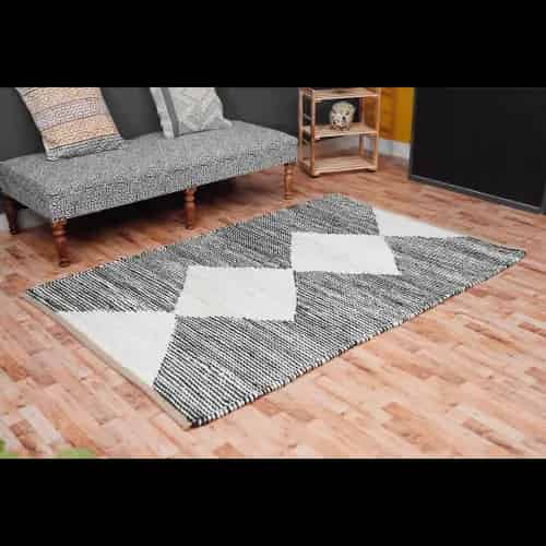 Hand Weaving White And Black Color Rectangle Doormat Runner Lagre Area Rug Vintage Hemp Jute Rug For Living Room Decor Rug Decorating Runner Interier Style making Hallway  - Image 2