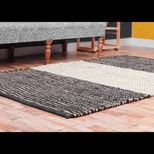 Lagre Area Rectangle Rug Hand Weaving White And Black Color Vintage Hemp Jute Rug For Living Room Decor Rug Decorating Room Interier Style making And Elegant  - Image 1