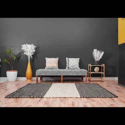 Lagre Area Rectangle Rug Hand Weaving White And Black Color Vintage Hemp Jute Rug For Living Room Decor Rug Decorating Room Interier Style making And Elegant  - Image 2