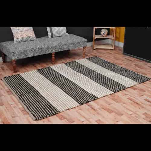 Hand Weaving White And Black Color Lagre Area Rectangle Rug Vintage Hemp Jute Rug For Living Room Decor Rug Decorating Interier Style making Hallway - Image 3