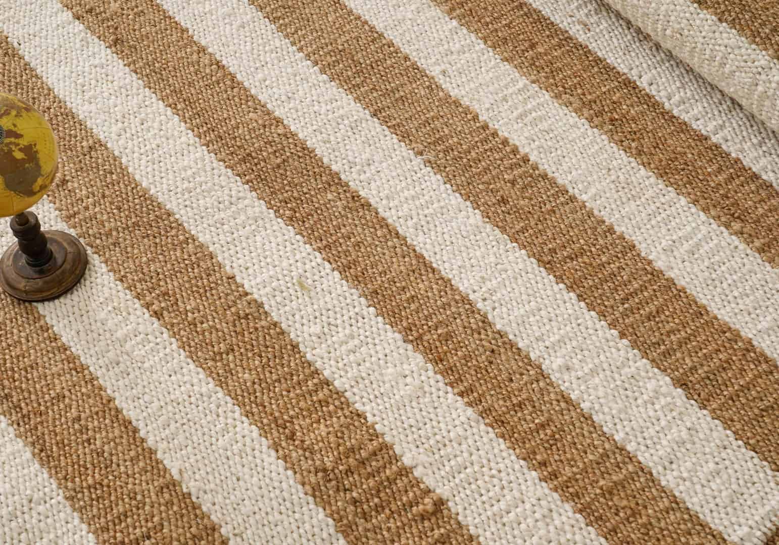 Handwoven Hemp Rectangle Jute Rug Natural Jute Rug With White Stripes Line Decor Rug For Living Room And Kitchen Decor Rug Vintage Jute Bohemian Rug Large Area Rug  - Image 6