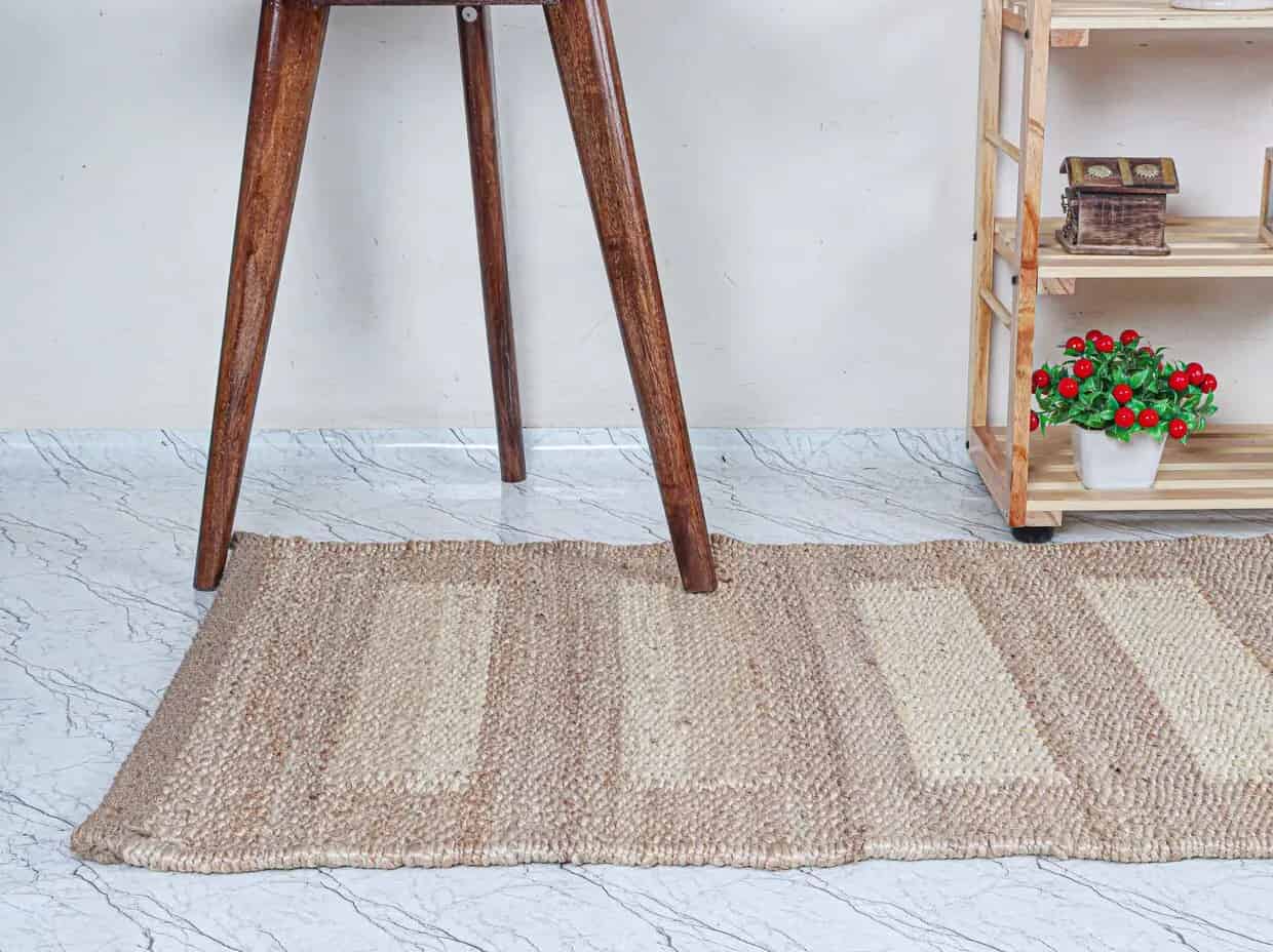 Home Decorative Hand Crafted Hemp Jute Runner Rug Beige With off White Stripes Rug Large Area Home Decor Rug Vintage Living Room and Kitchen Decor Rug  - Image 4