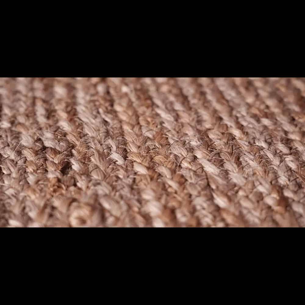 Indian Hand Braided Rectangle Jute Rug Brown Color With Beige Border  - Image 9