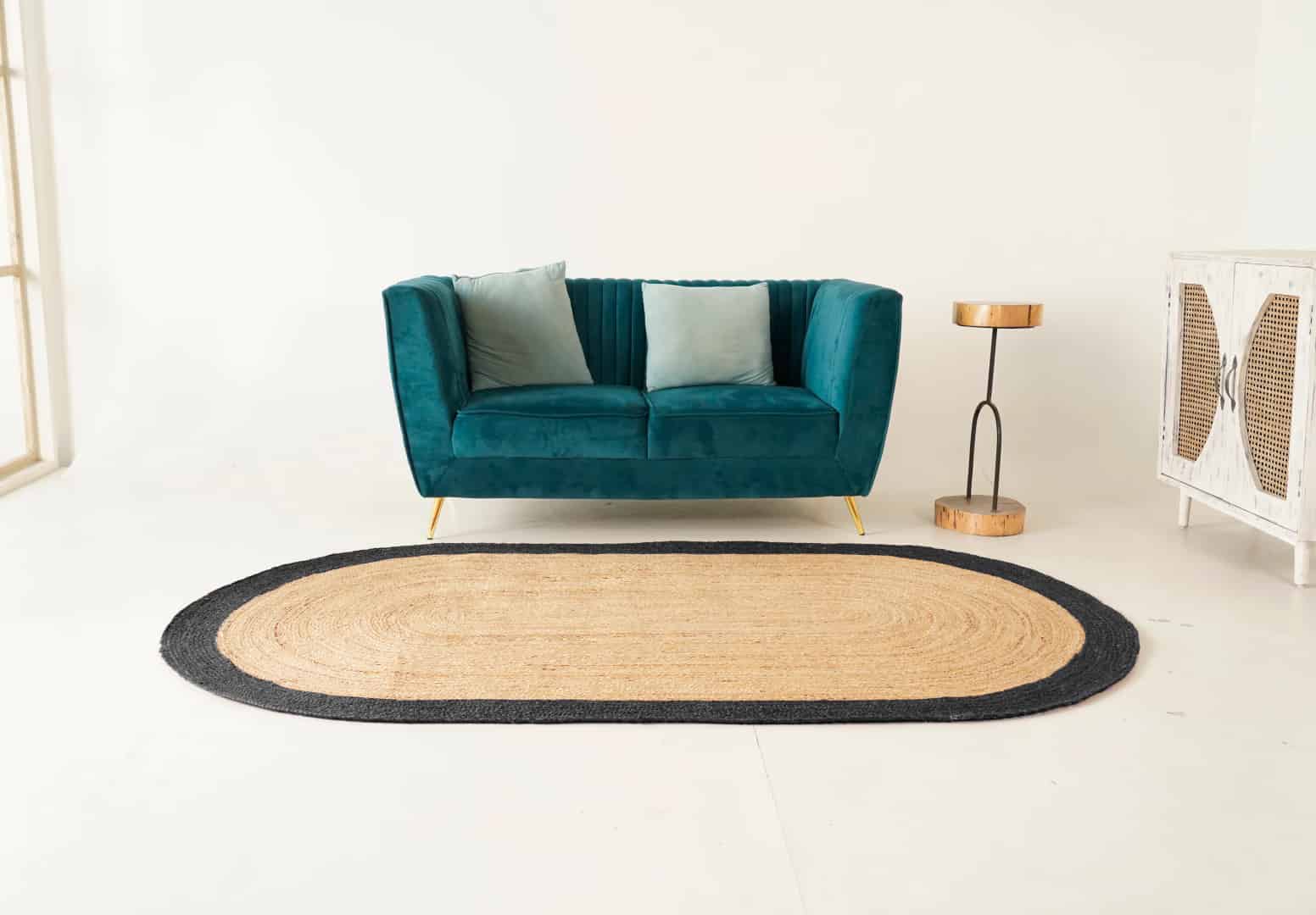 Eco Friendly Hand Braided Oval Jute Rug Beige With Every Color Border Rug - Image 3