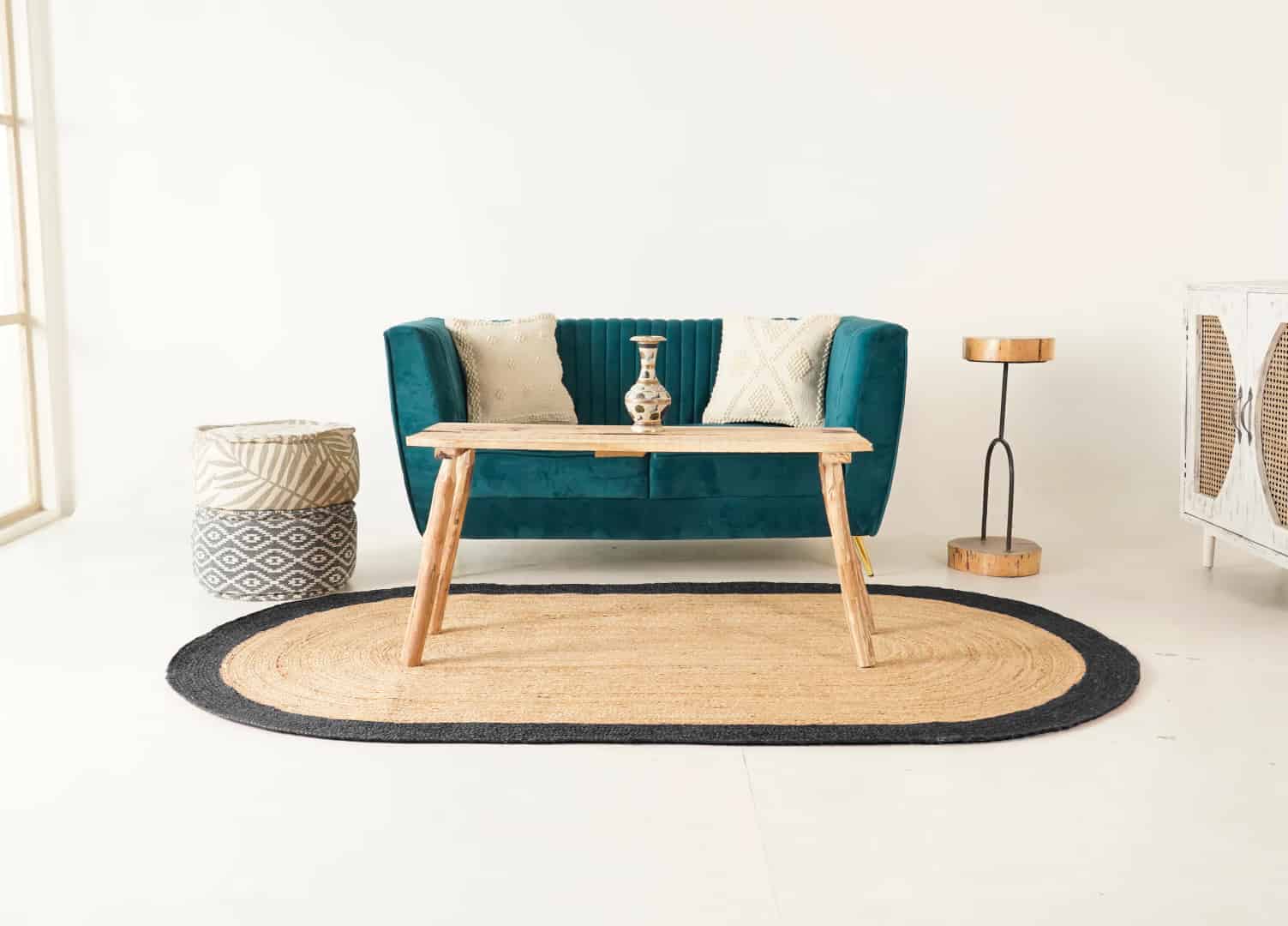 Eco Friendly Hand Braided Oval Jute Rug Beige With Every Color Border Rug - Image 4