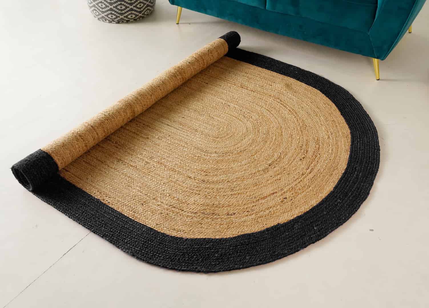 Eco Friendly Hand Braided Oval Jute Rug Beige With Every Color Border Rug - Image 7