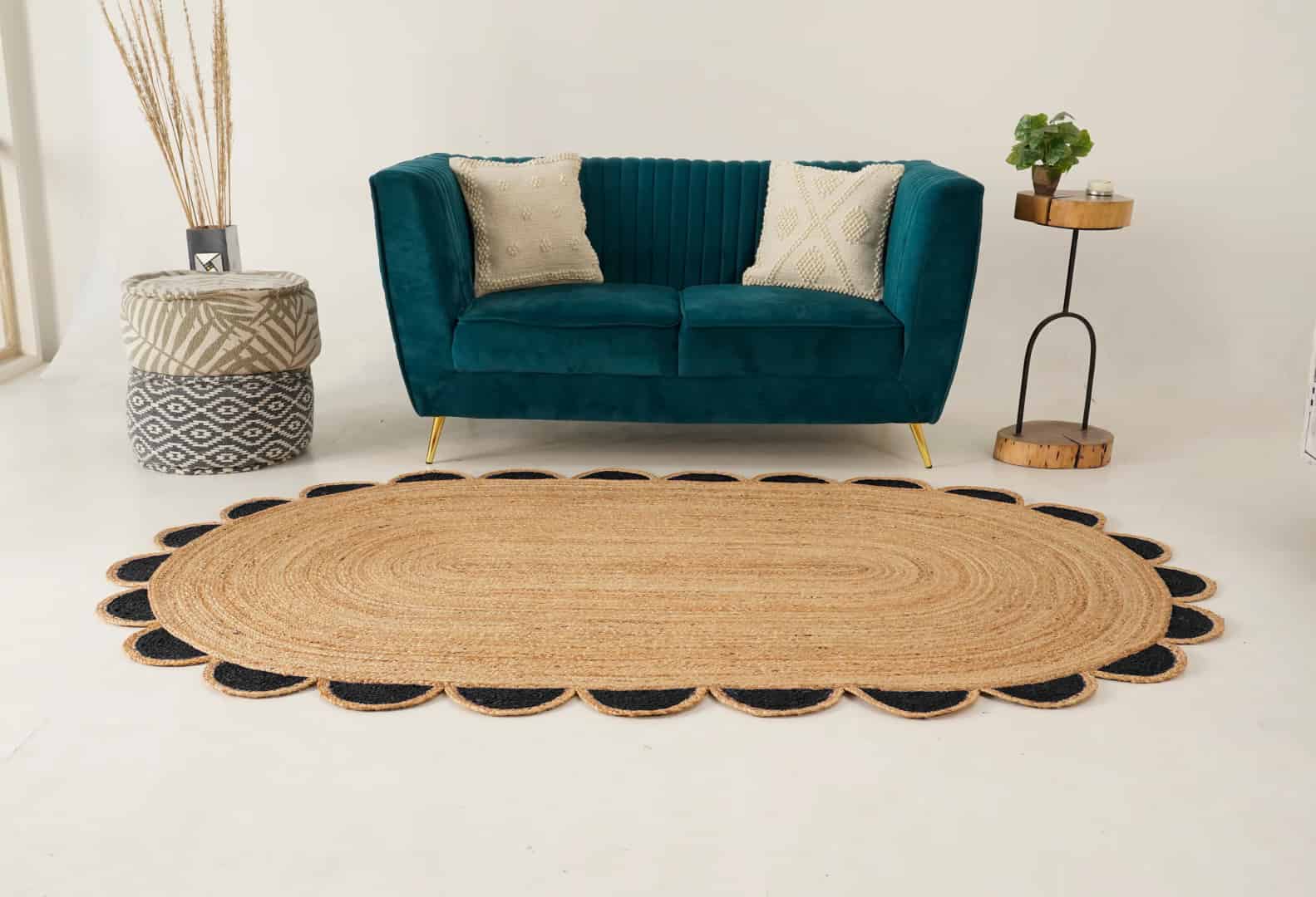Eco Friendly Hand Braided Natural Oval Jute Rug With Every Color Border  - Image 3