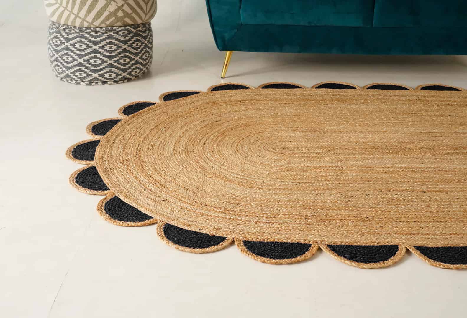 Eco Friendly Hand Braided Natural Oval Jute Rug With Every Color Border  - Image 7