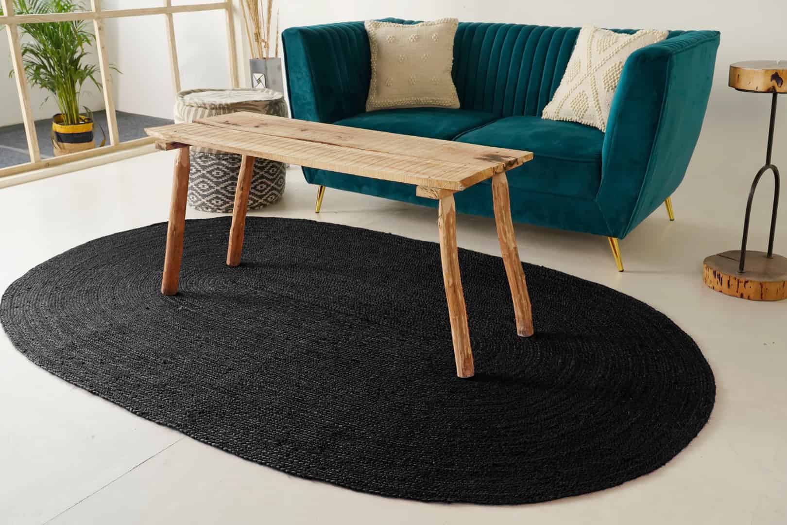 Indian Hand Braided Every Color Solid Oval Jute Rug - Image 2