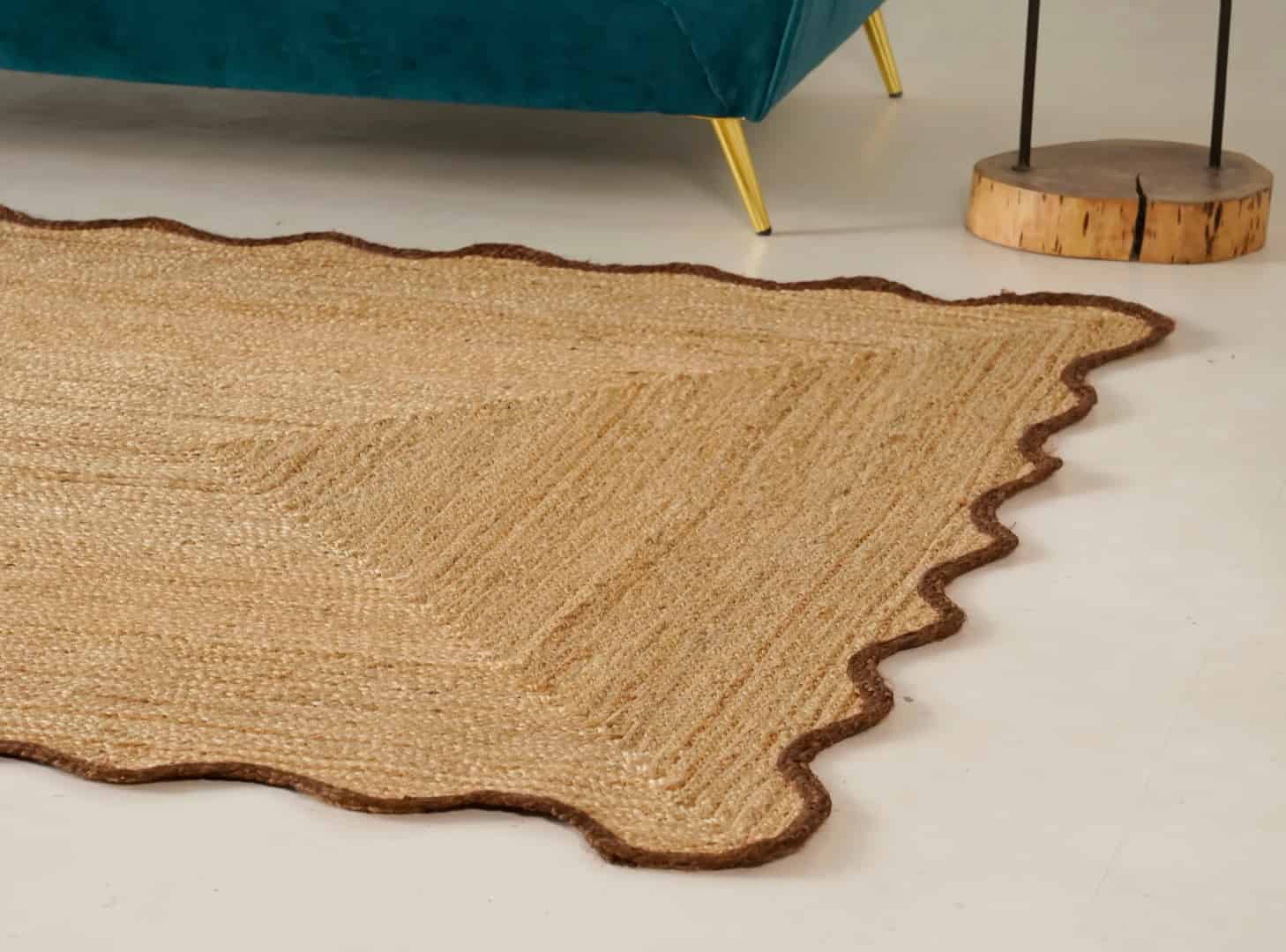Hand Braided Natural Rectangle Jute Rug With Brown Color Border Natural Fiber Rug  - Image 4