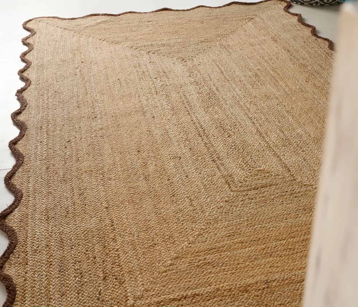 Hand Braided Natural Rectangle Jute Rug With Brown Color Border Natural Fiber Rug  - Image 6