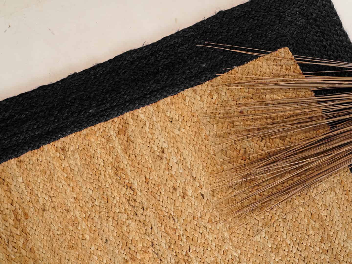 Hand Braided Rectangle Jute Rug Beige With Multicolor Border  - Image 6