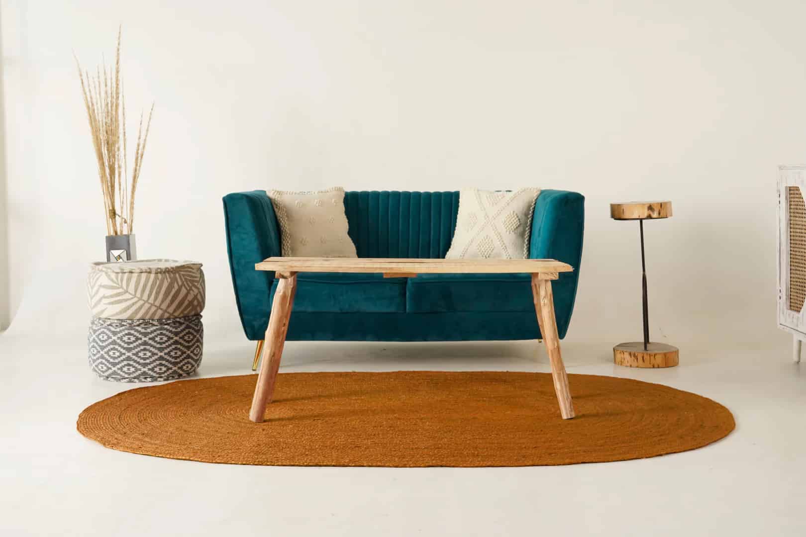 Indian Village Hand Braided Oval Jute Rug Orange Color  - Image 2