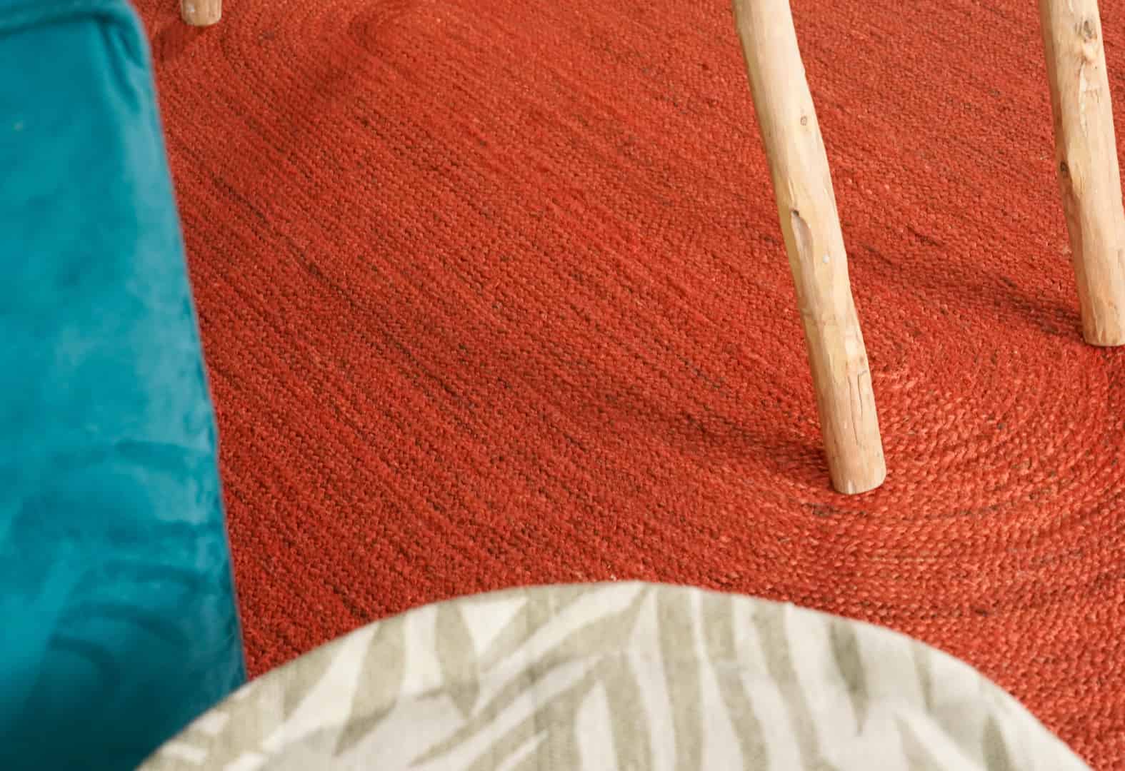 Hand Braided Oval Jute Rug Solid Red Color Home Decor Rug  - Image 6