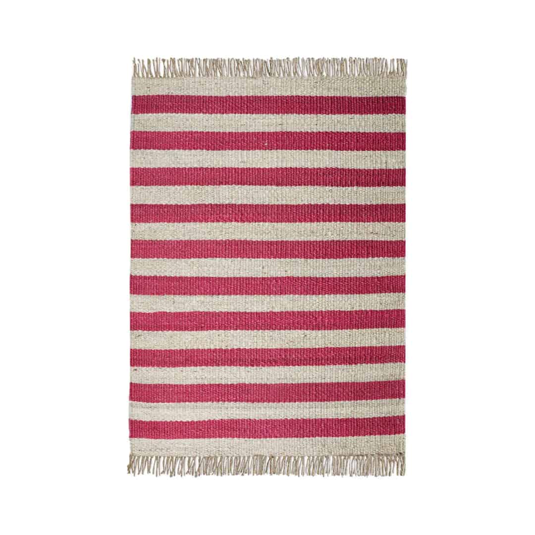 White Hemp Jute Rug With Red Stripes Line Decor Jute Rug Piece of two 2ft X 8ft - Image 1