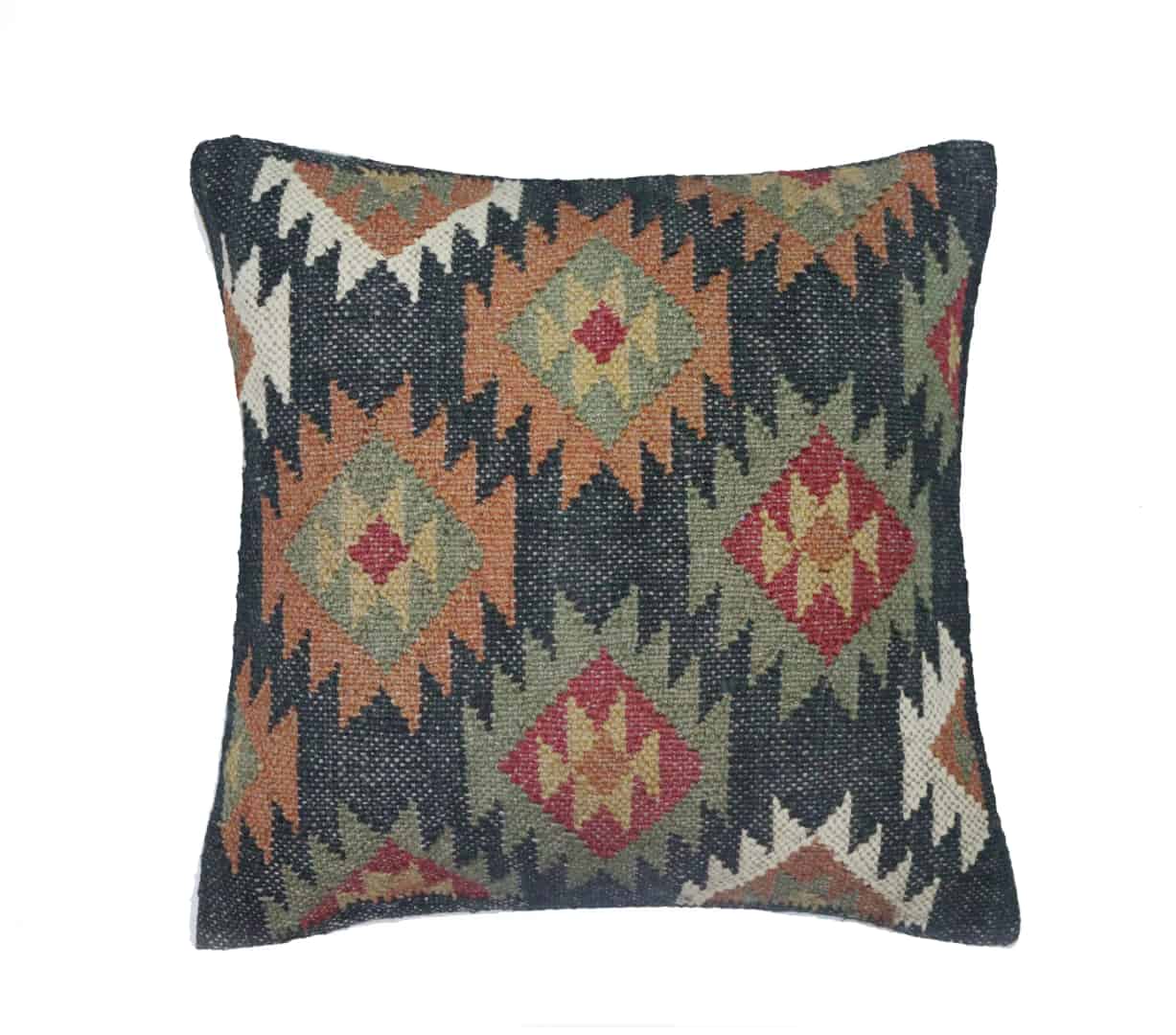 Colorful Handmade Wool And Jute Kilim Cushion Cover  - Image 4