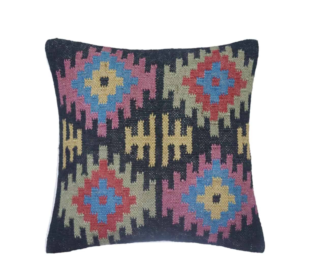Wool And Jute Multicolor Throw Pillow Set  - Image 3
