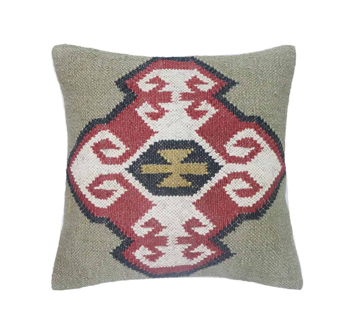 Vintage Wool And Jute Kilim Pillowcaes - Image 4