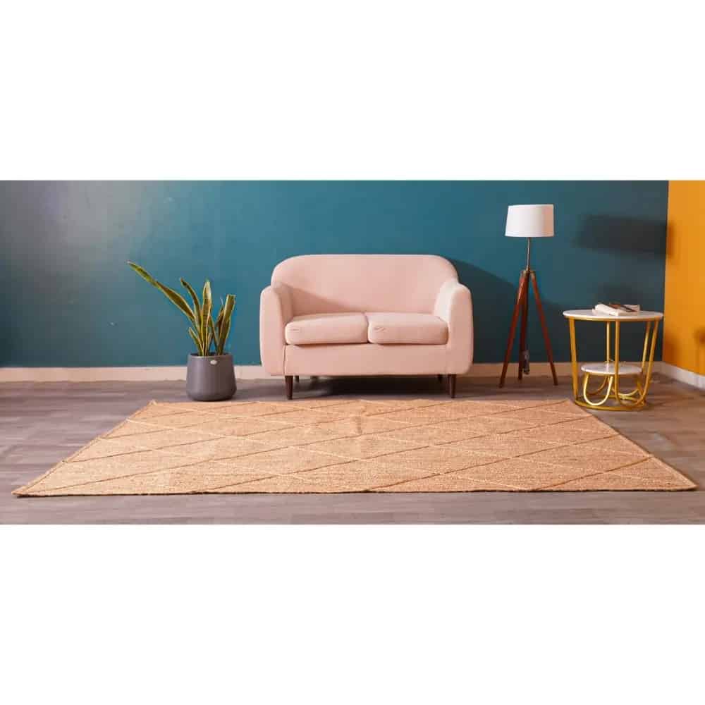 Hand Braided Natural Jute Area Rug with Diamond Pattern Home Decor - Image 3