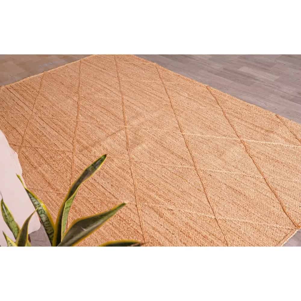Hand Braided Natural Jute Area Rug with Diamond Pattern Home Decor - Image 4