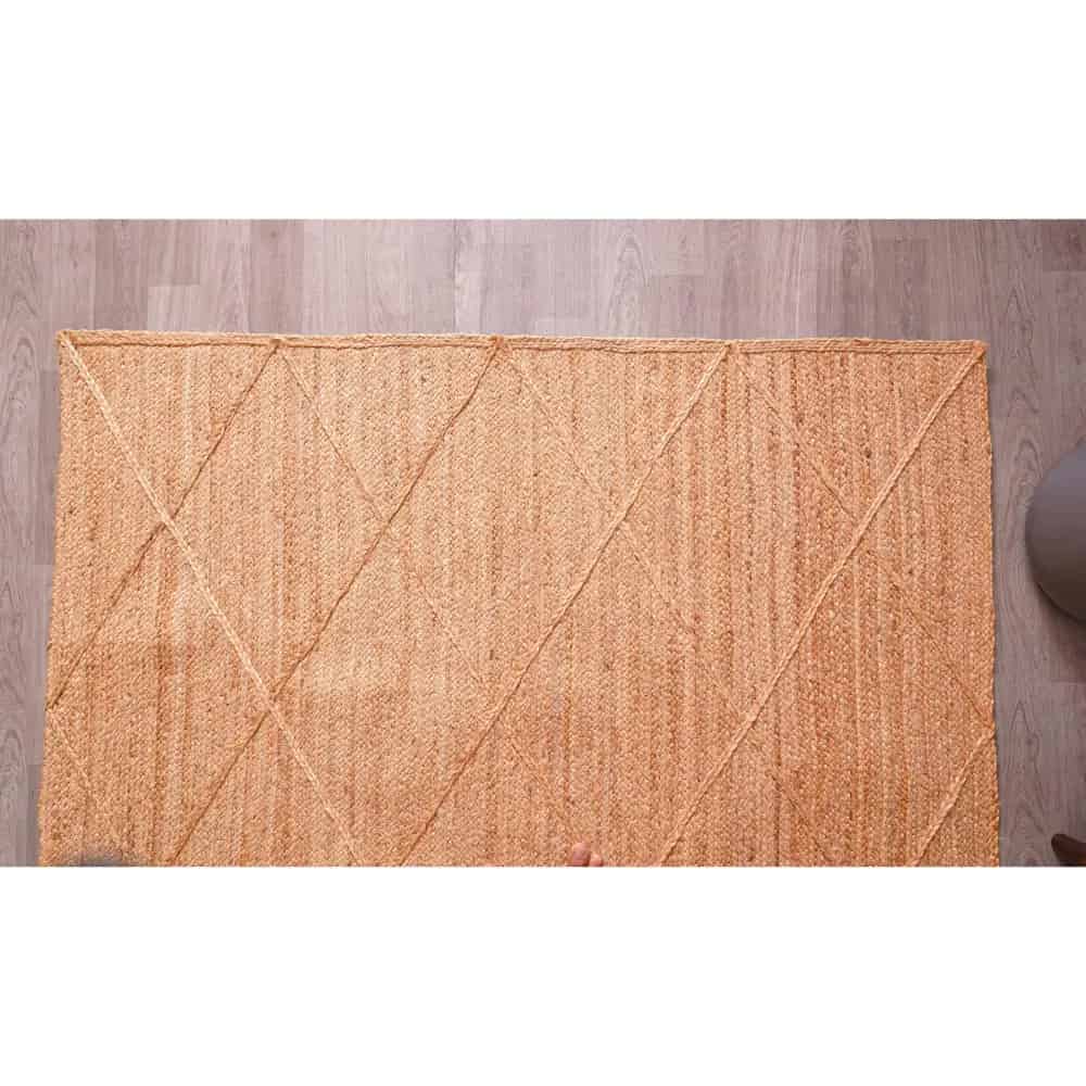 Hand Braided Natural Jute Area Rug with Diamond Pattern Home Decor - Image 6