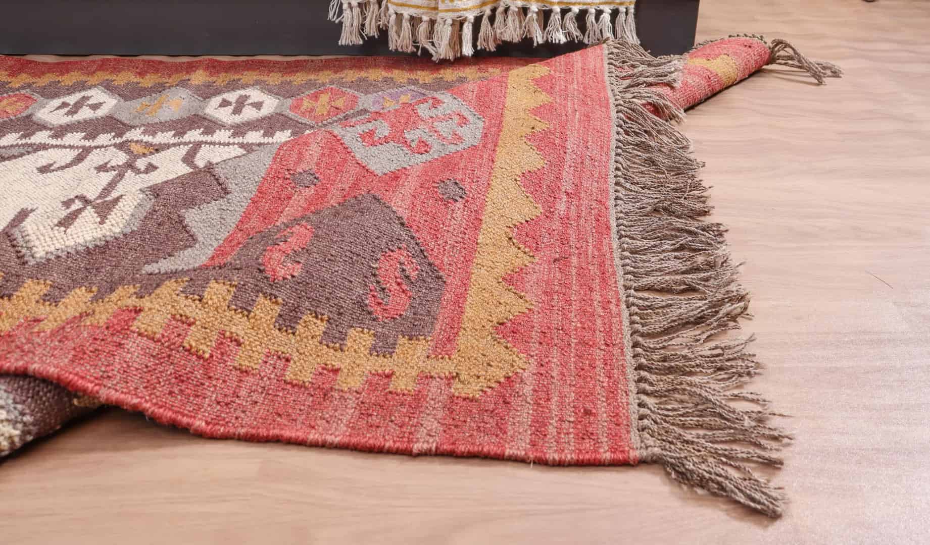 Multicolor Wool Jute Kilim Rug Handwoven Large Jute Dhurrie For Living Room And Kitchen Decor Rug  - Image 8