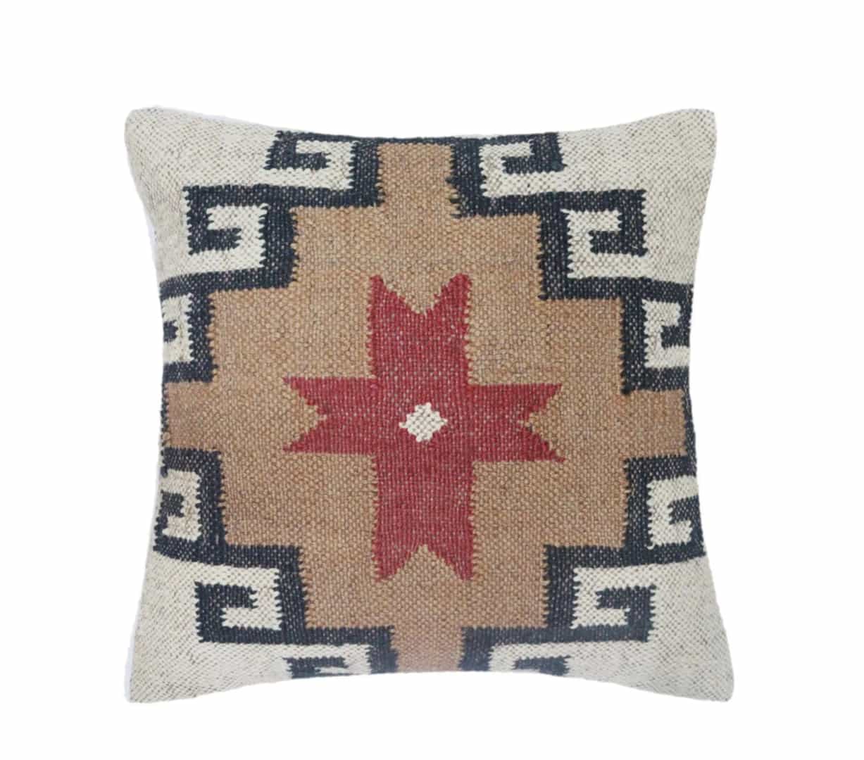 Handwoven Wool Jute Kilim Cushion Cover - Image 5