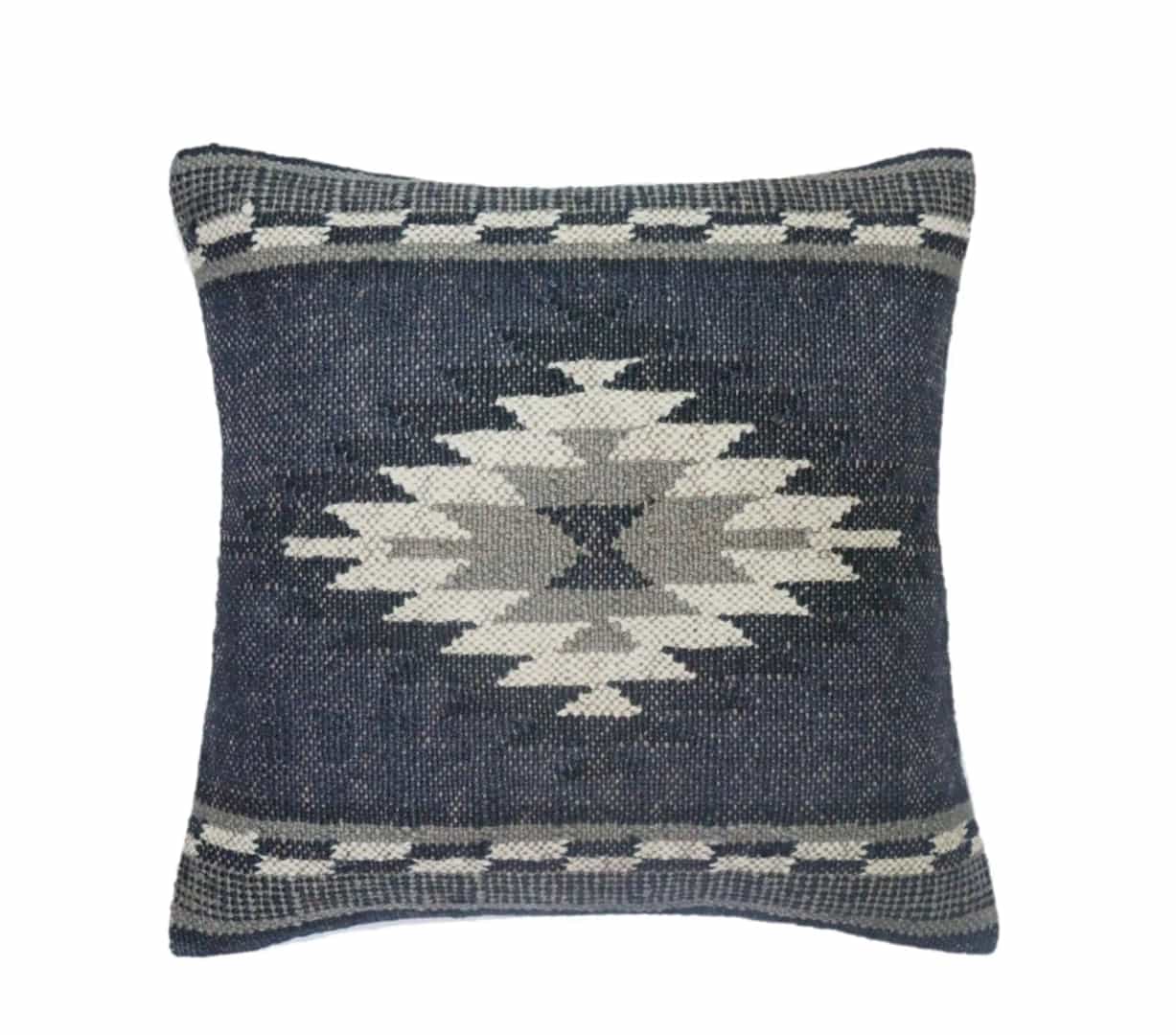 Handwoven Wool Jute Kilim Cushion Cover - Image 3