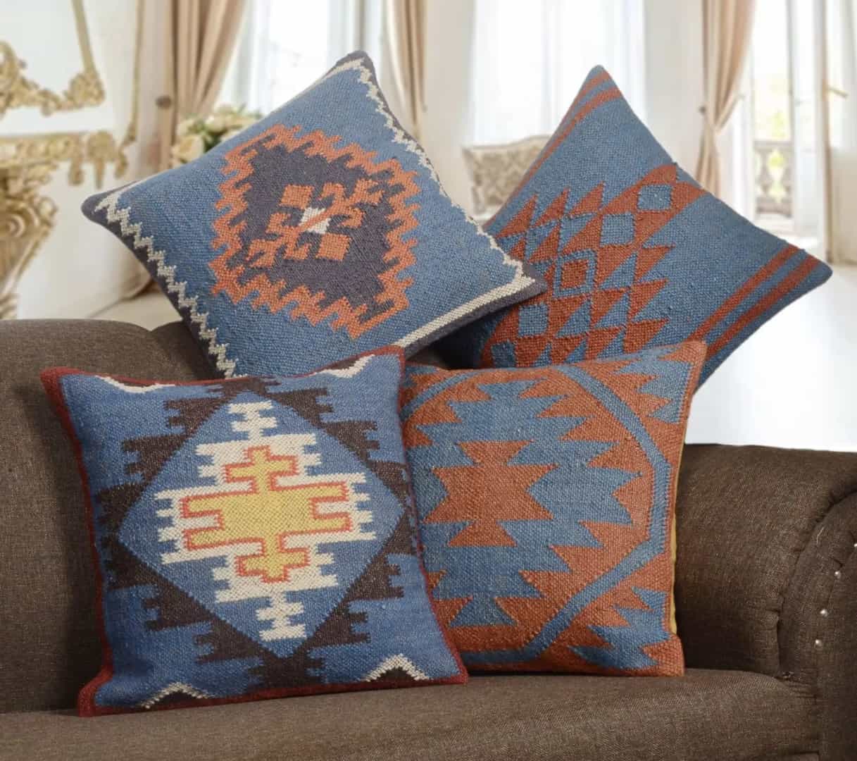 18x18 Inch Designer Wool Jute Cushion Cover - Image 2