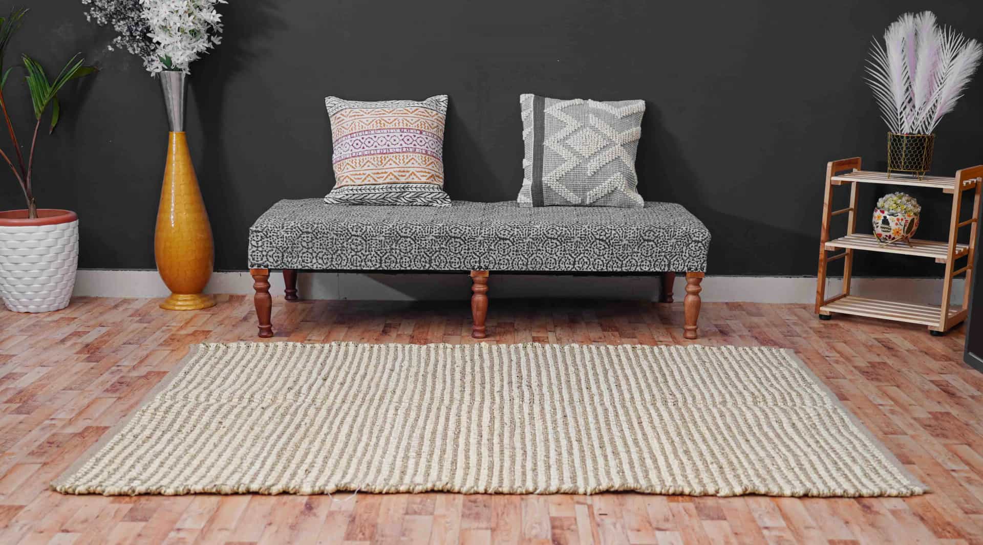 Indian Hand Loomed Hemp Jute Rug and Runner - Image 3