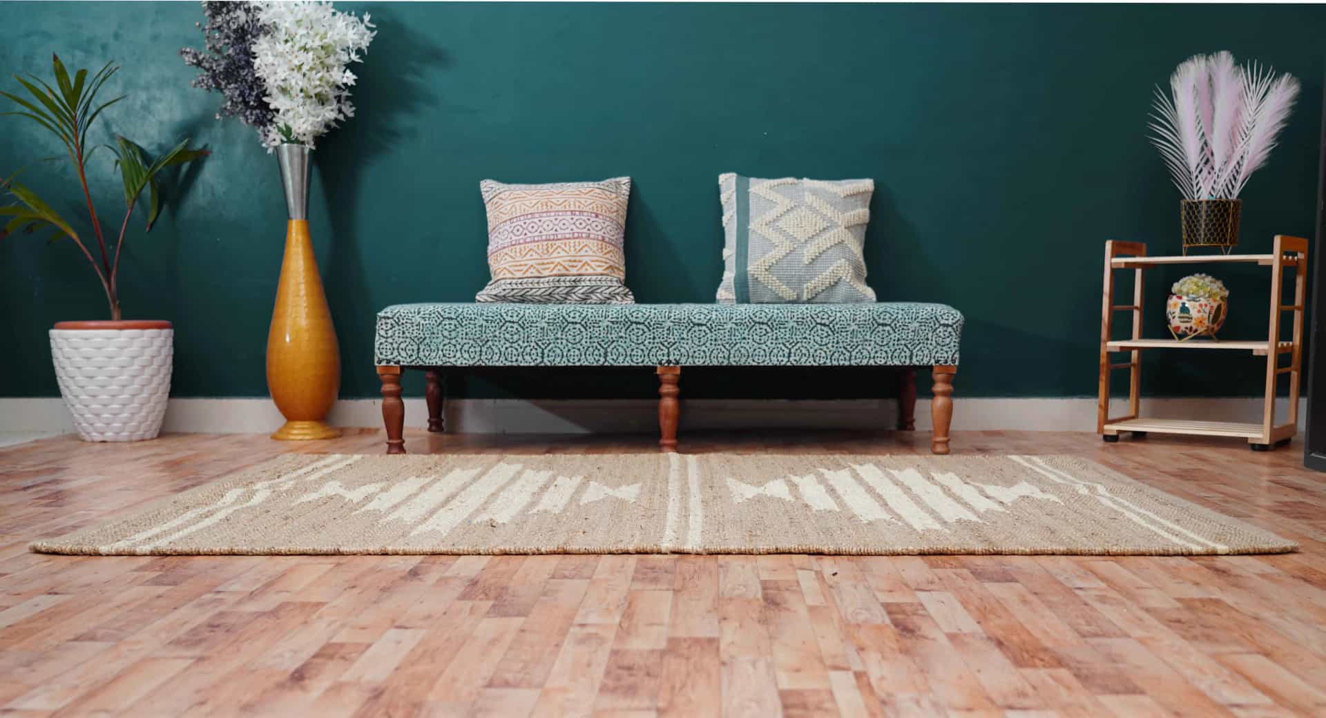 Stair Decor Handwoven Beige and Off White Jute Hemp Rug and Runner - Image 6