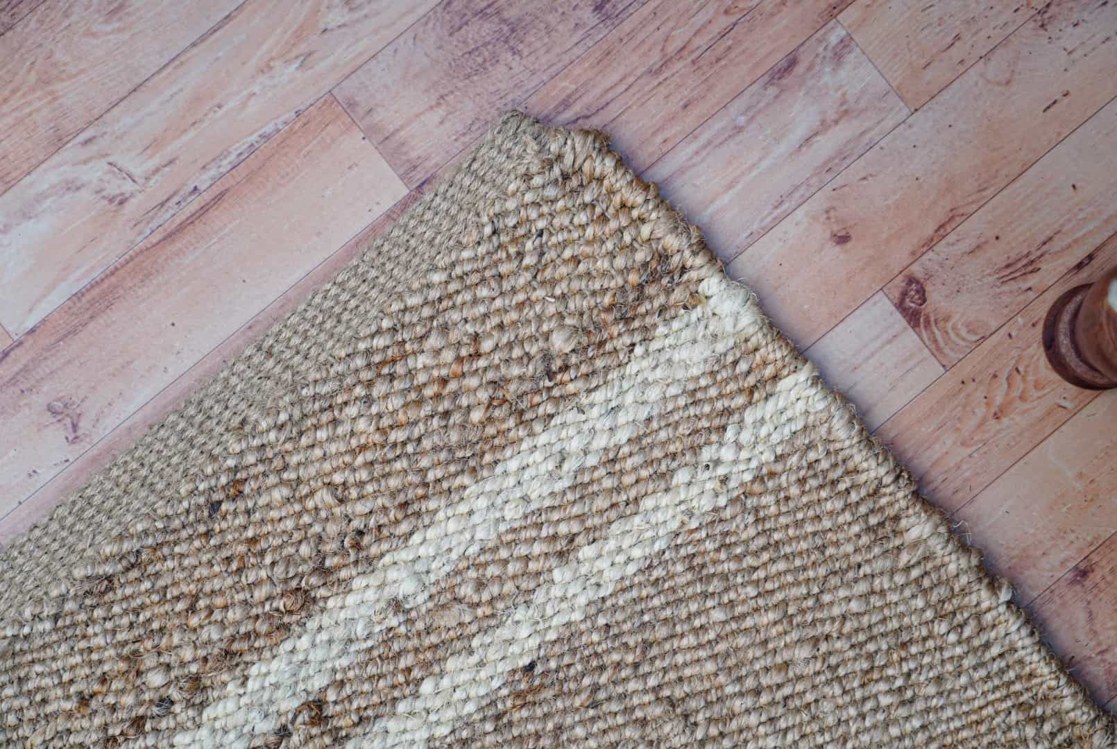 Stair Decor Handwoven Beige and Off White Jute Hemp Rug and Runner - Image 3