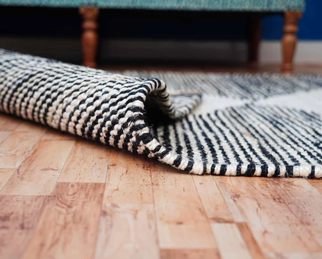 White and Black Handwoven Jute Hemp Runner Rug - Image 9