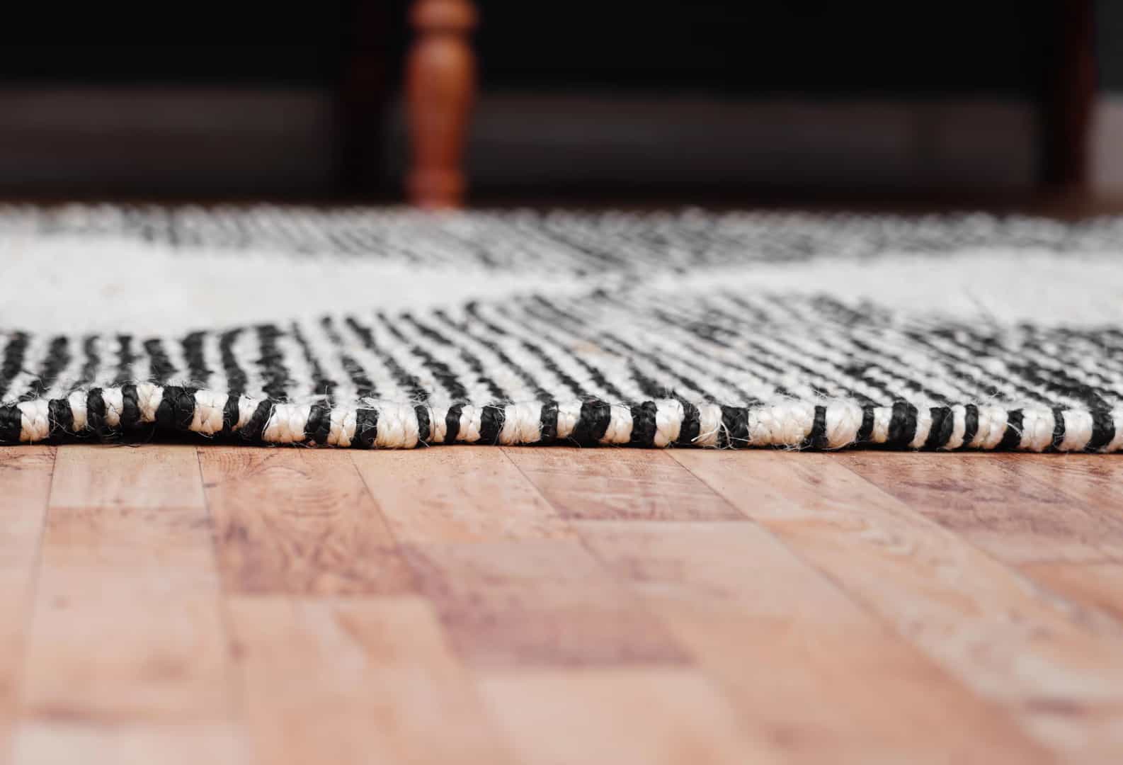 White and Black Handwoven Jute Hemp Runner Rug - Image 5
