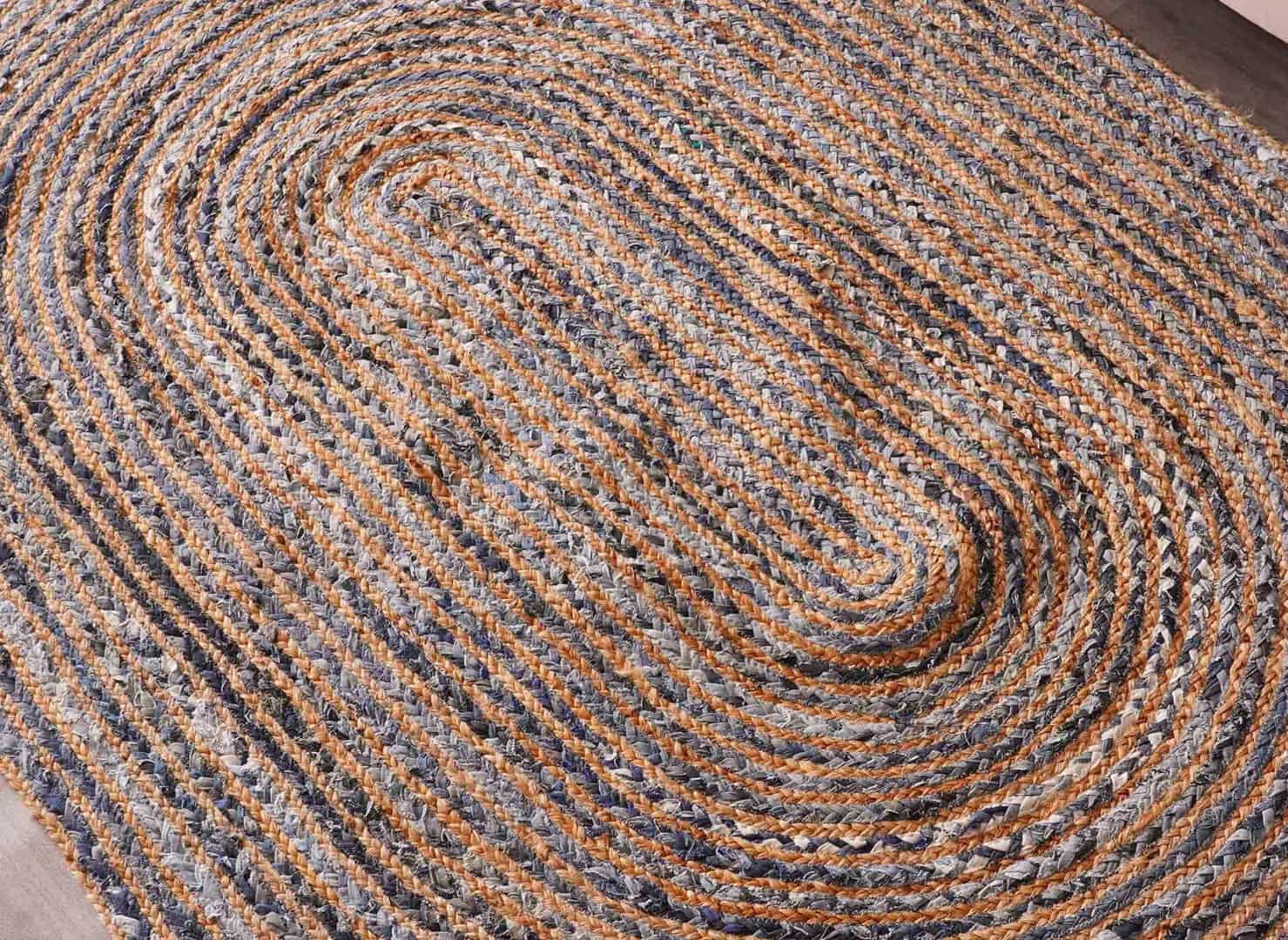 Handmade Cotton And Jute Chindi Rug Oval Shape  - Image 6