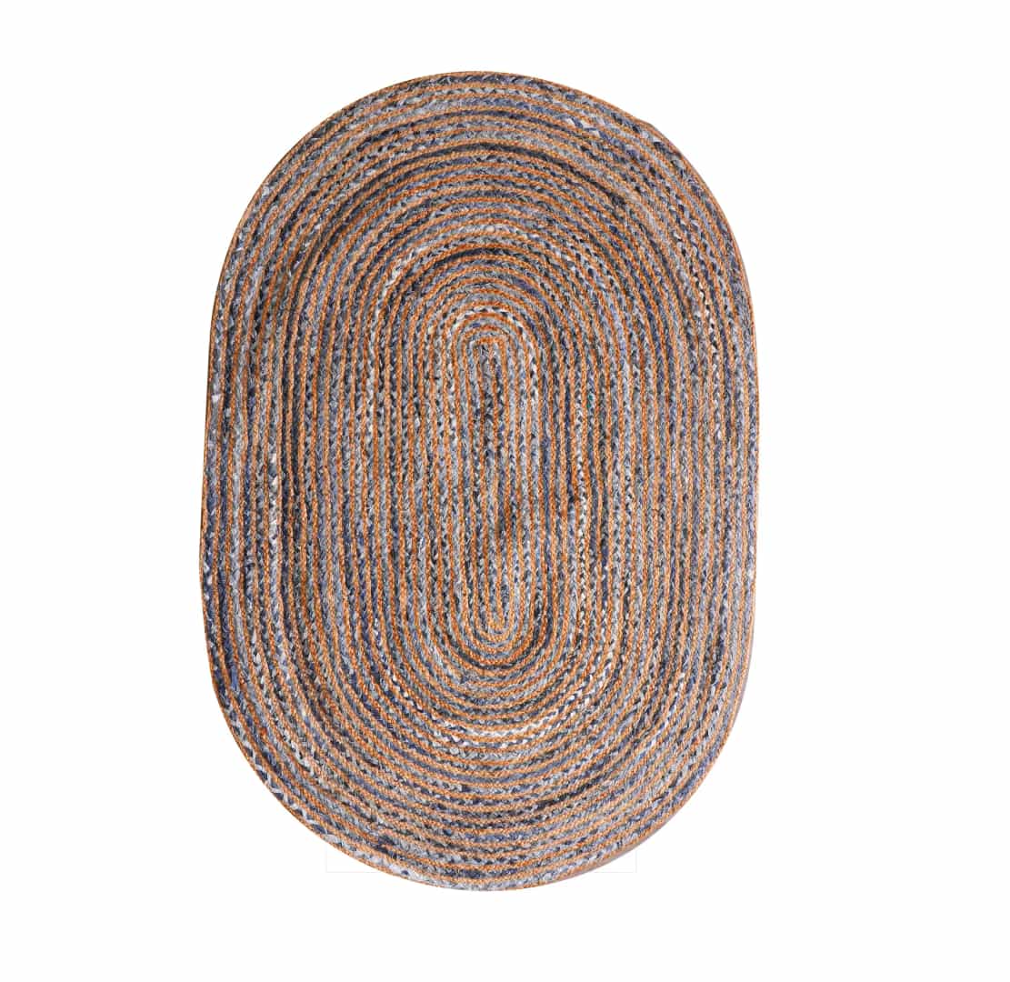 Handmade Cotton And Jute Chindi Rug Oval Shape  - Image 1