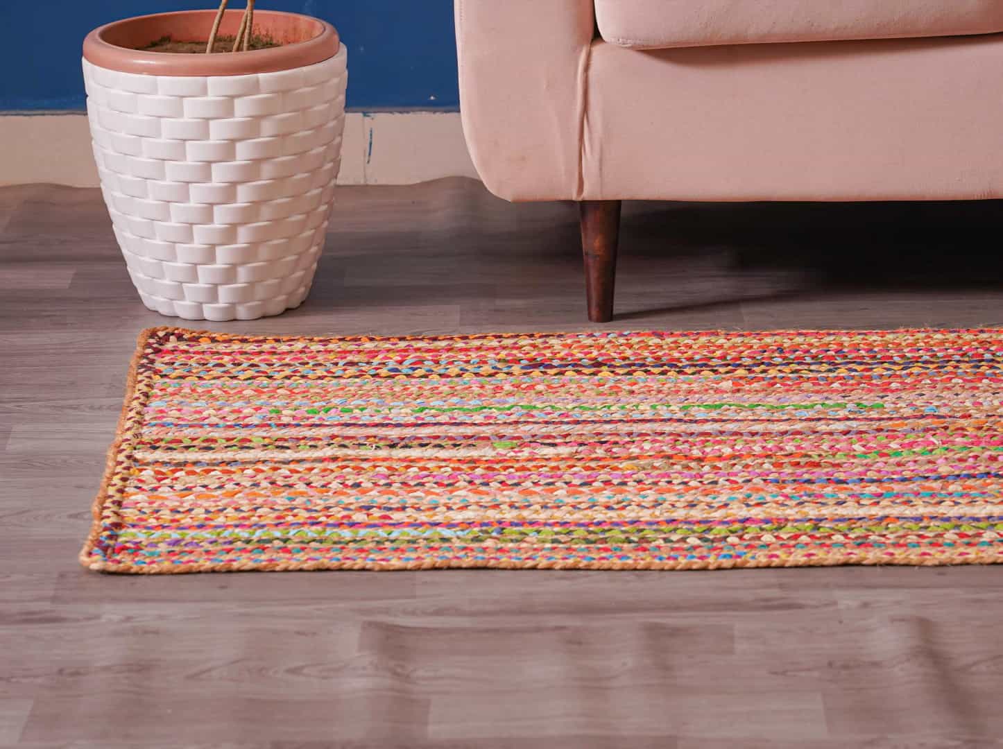 Custom Size Hand Braided Multicolor Natural Jute and Cotton Runner Rug - Image 5