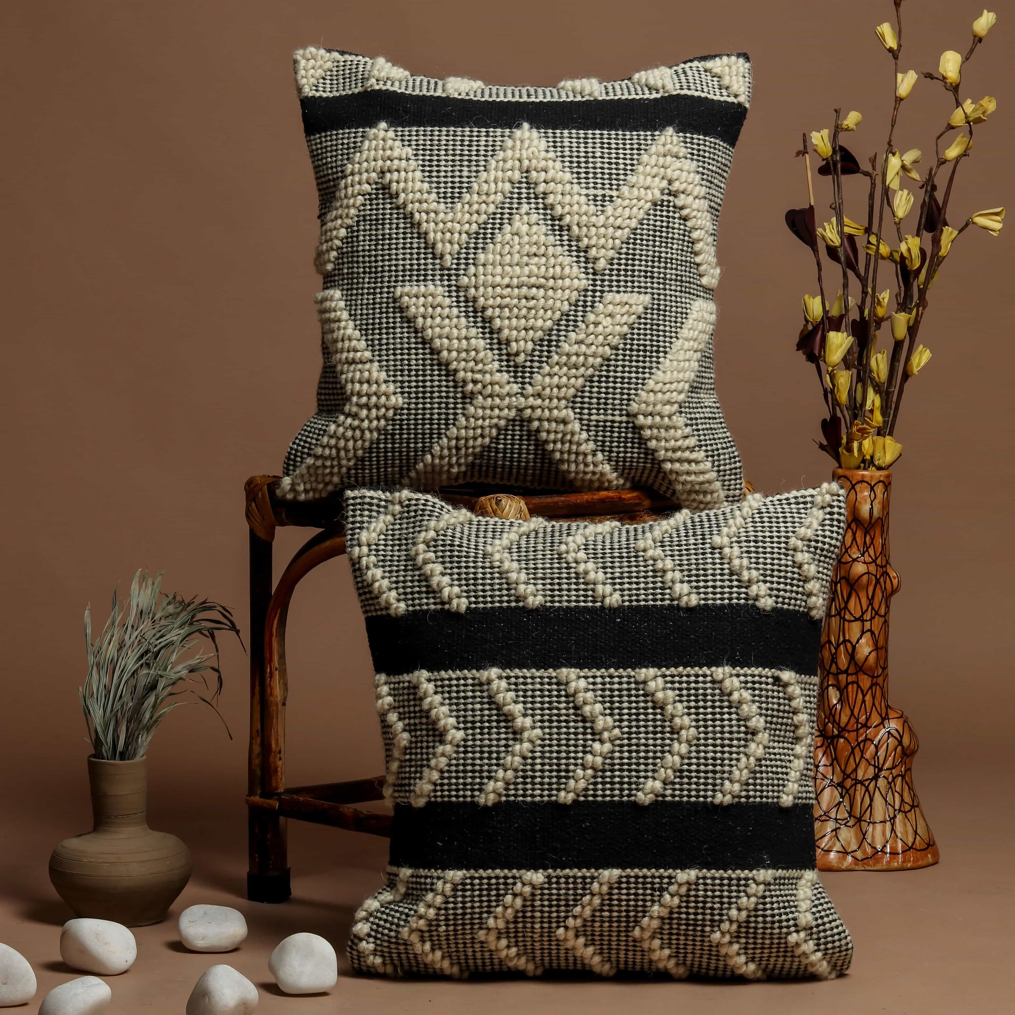 Black shaggy pillow hotsell