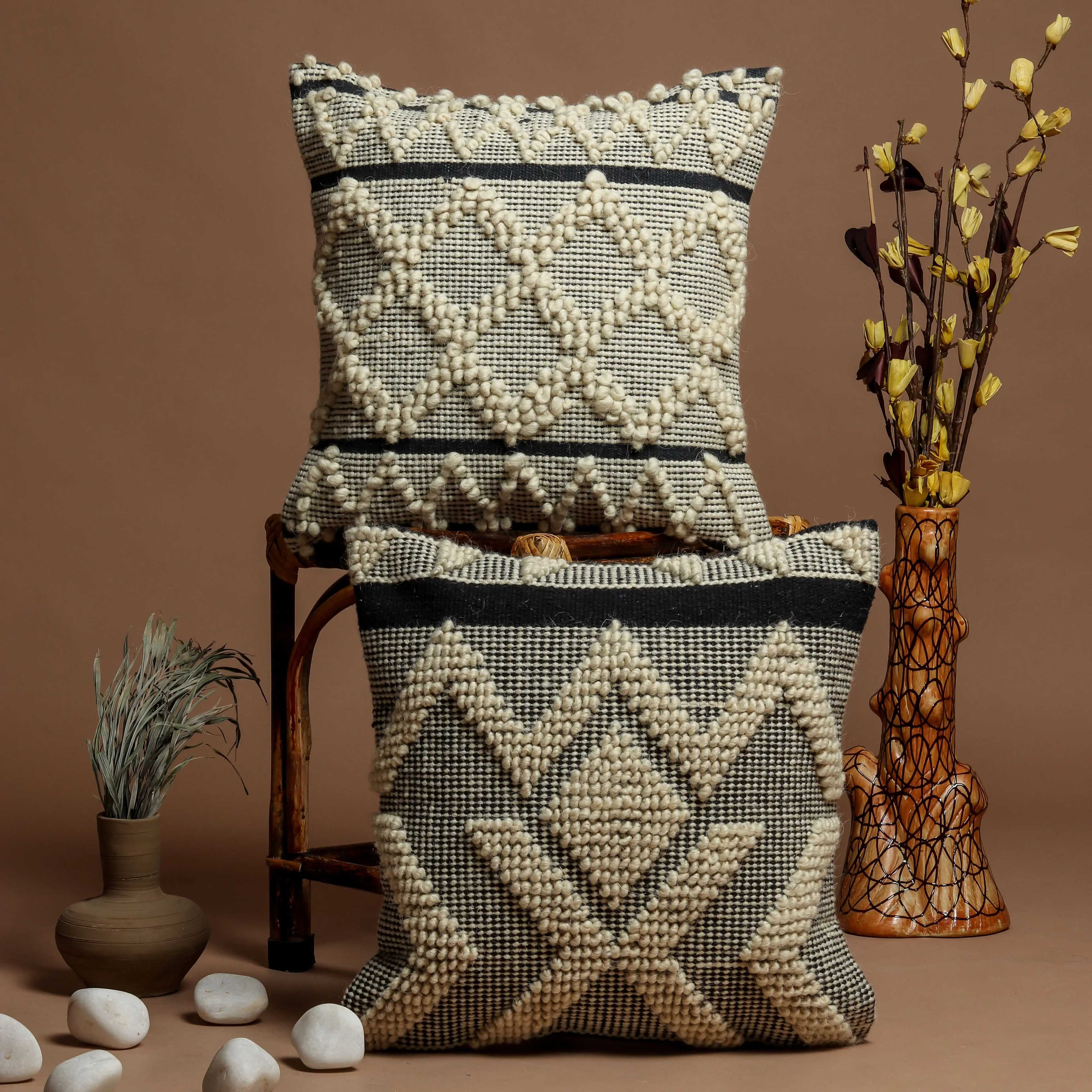 Handmade Wool Shag Pillow, 18x18