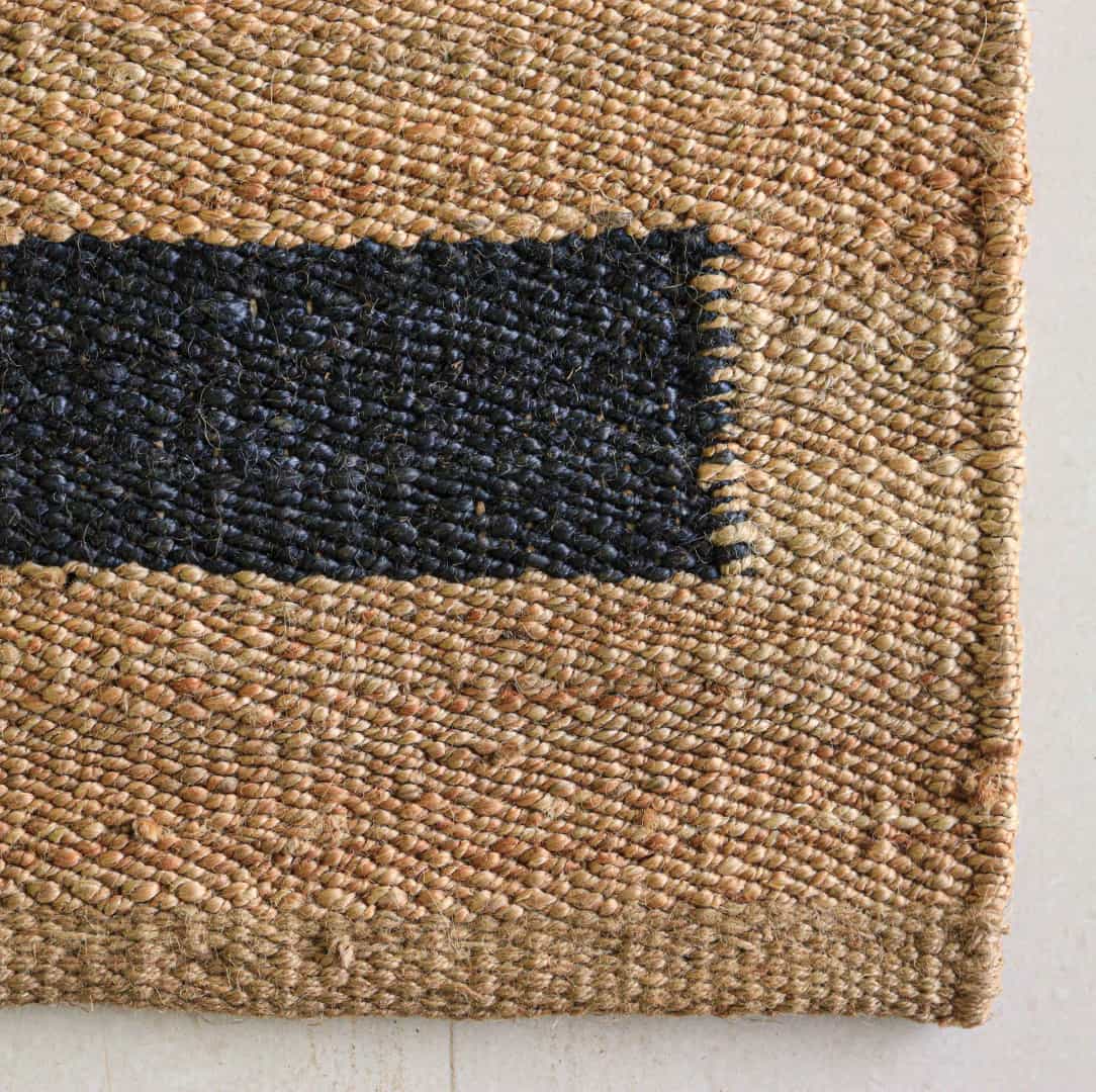 Home Decor Indian Hand Loomed Large Area Natural Jute Hemp Runner Rug with Black Stripes Line Decor Large Runner Dhurrie Rug  - Image 4