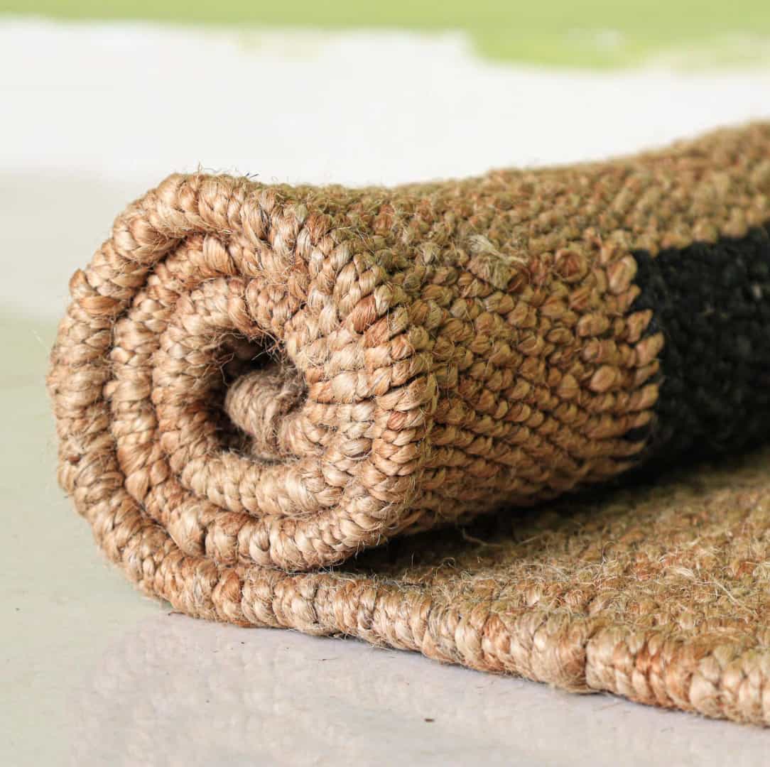 Home Decor Indian Hand Loomed Large Area Natural Jute Hemp Runner Rug with Black Stripes Line Decor Large Runner Dhurrie Rug  - Image 7