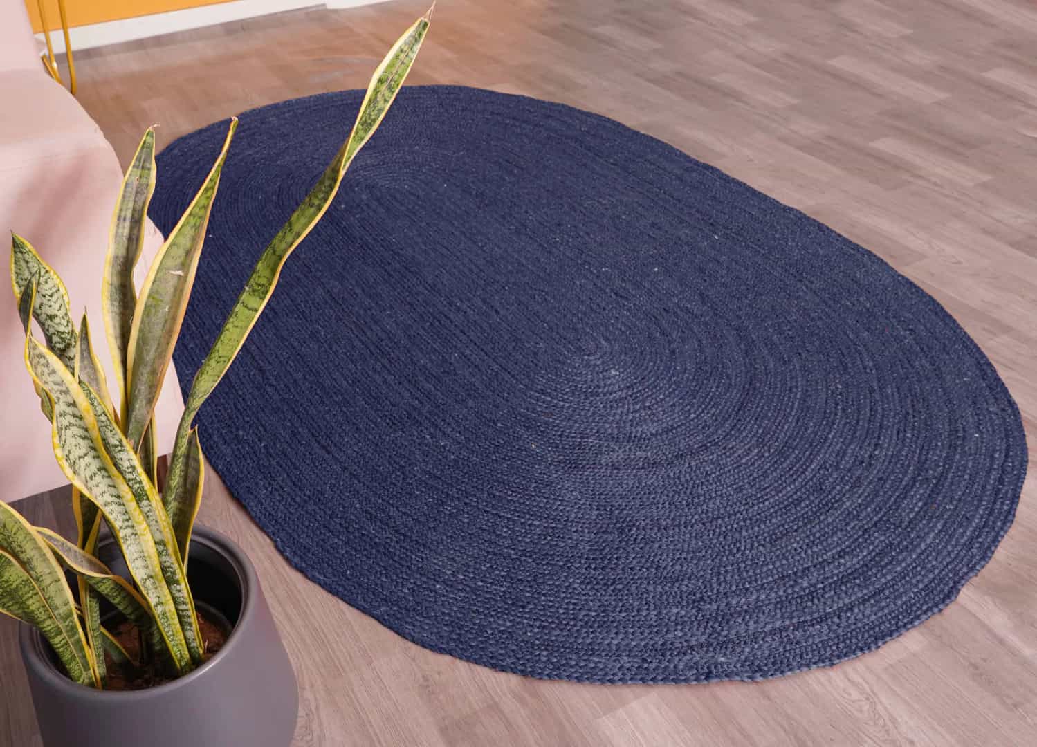 Eco Friendly Home Decor Bohemian Handmade Braided Custom Color Oval Jute Rug - Image 3