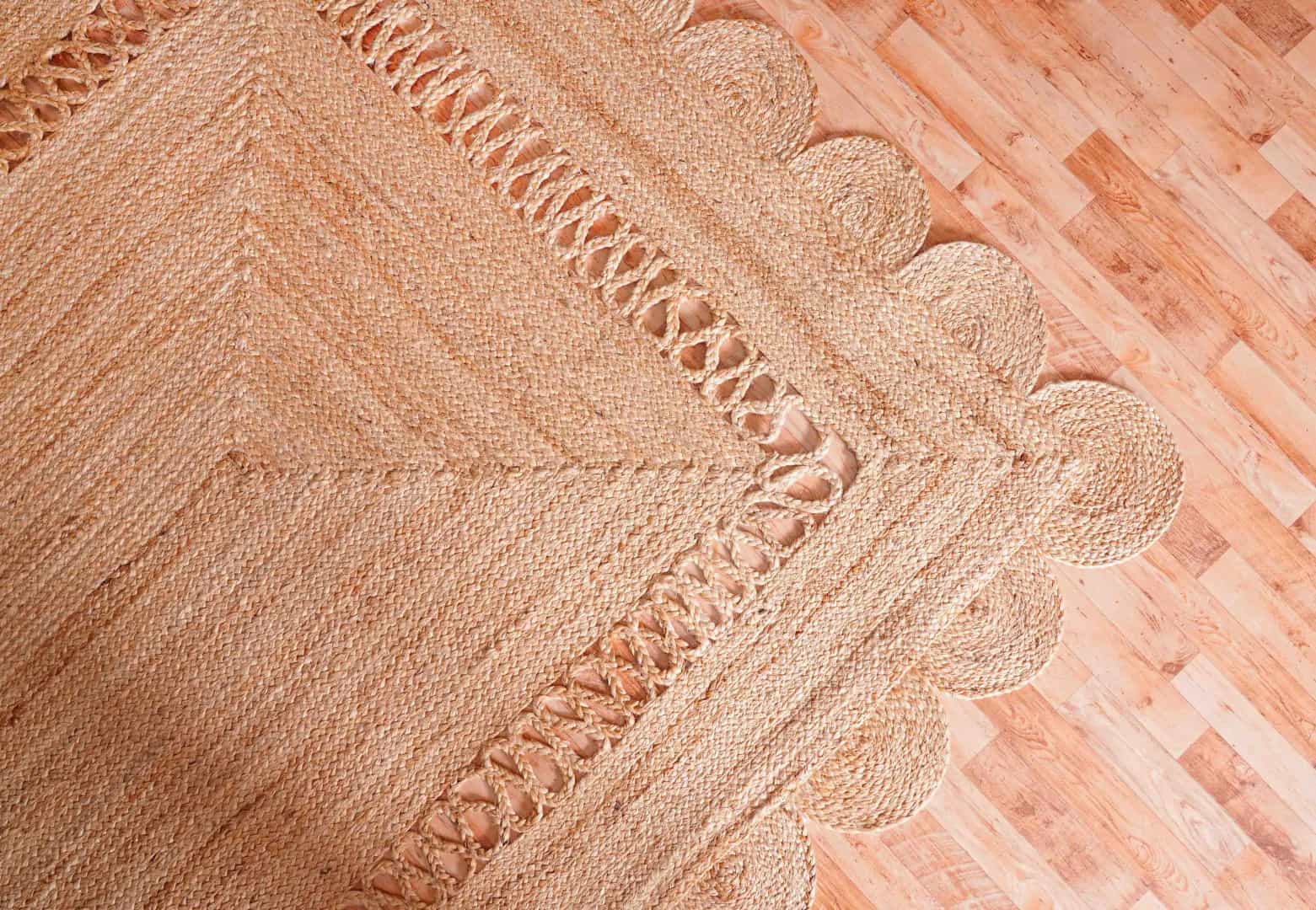 Scalloped Handmade Natural Jute Braided Eco Friendly Home Decor Boho Rectangle Rug - Image 4