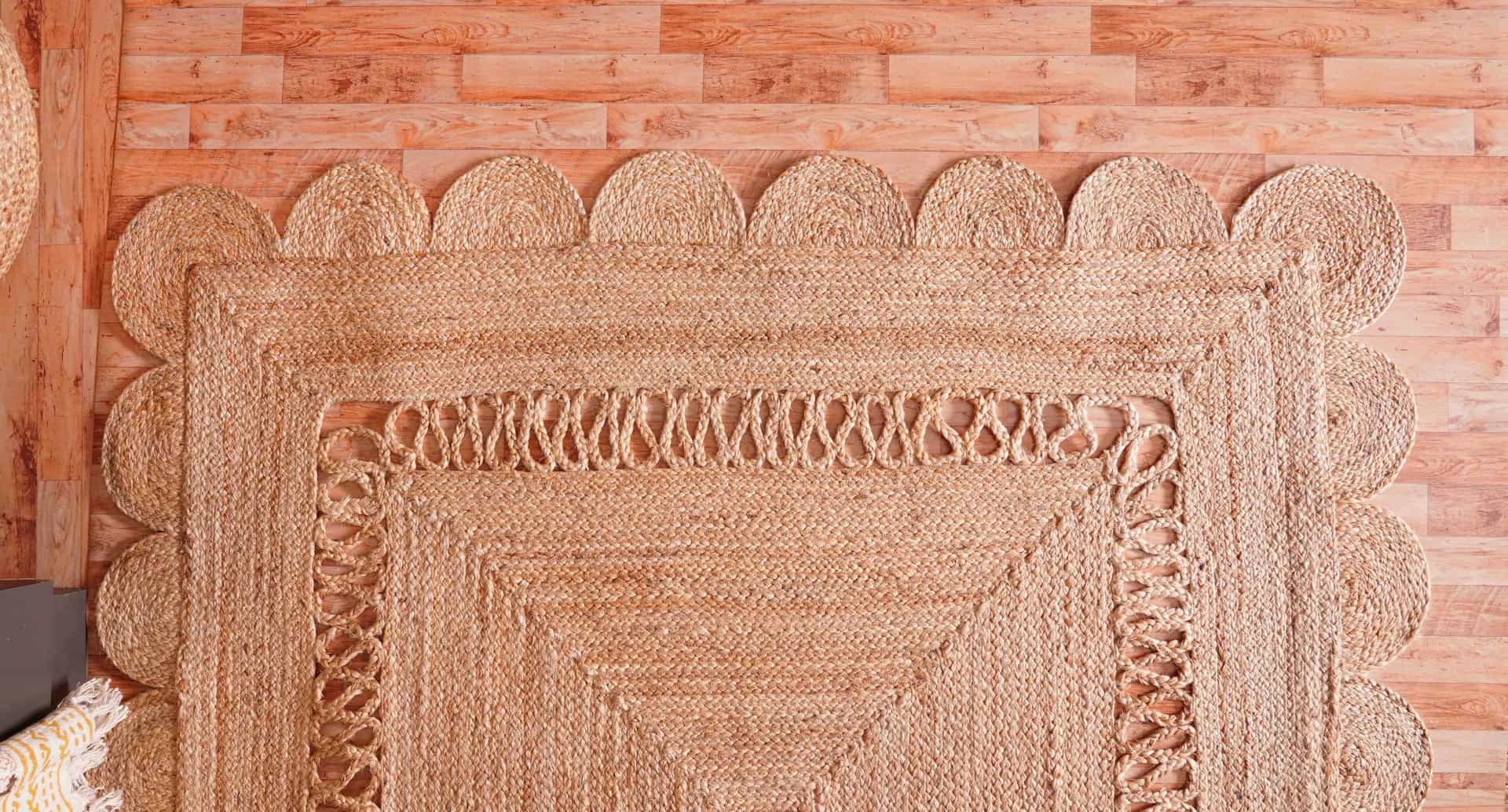 Scalloped Handmade Natural Jute Braided Eco Friendly Home Decor Boho Rectangle Rug - Image 5