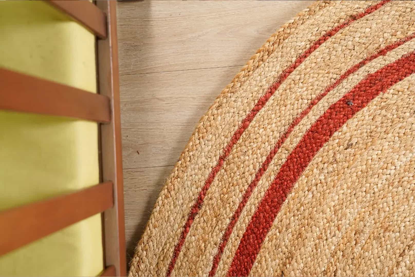 Triple Line Color Border Custom Size Handmade Natural Jute Braided Oval Rug - Image 10