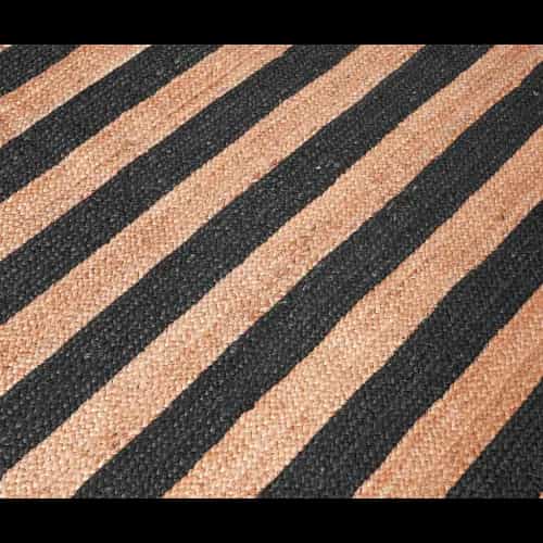 Natural Hand Braided Beige Jute Rug With Black Striped Line Rug  - Image 9