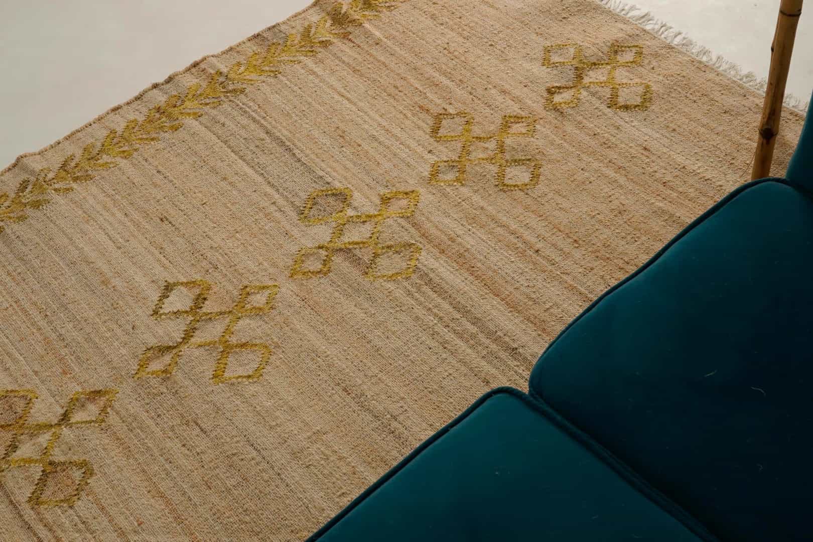 Natural Jute Fiber Cotton Hand Woven Bohemian Moroccan Inspired Rug, Nordic Scandi Rug For Guestroom Decor Rug - Image 7