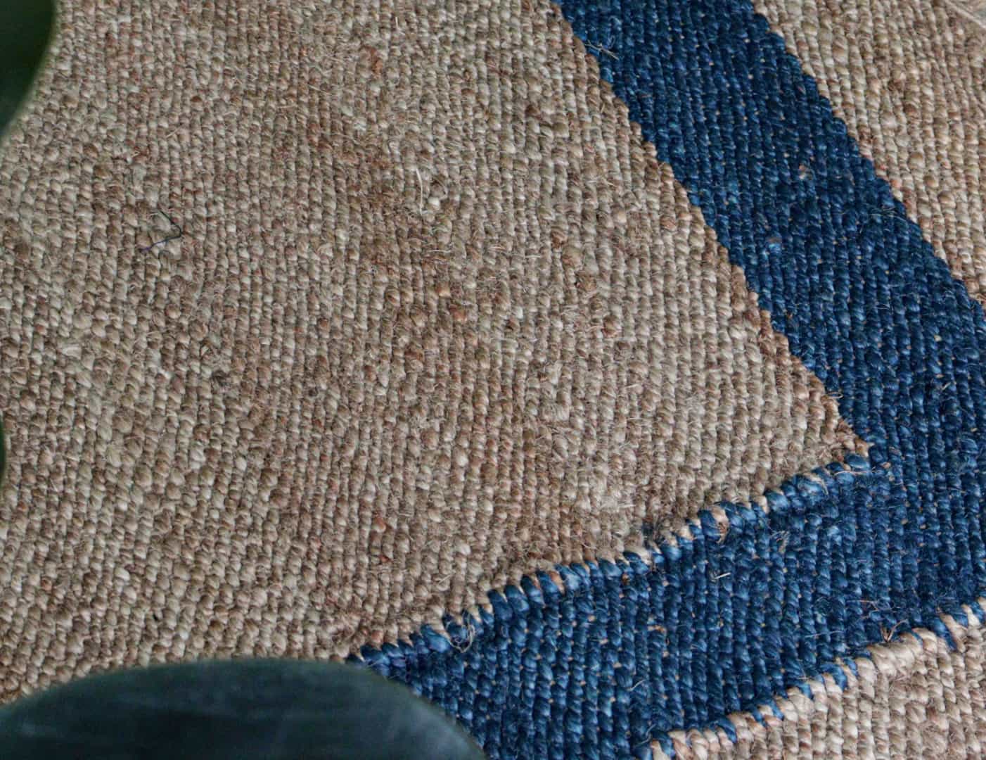 Handmade Natural Jute Hemp Rug With Blue Border Stair Decor Hemp Hand Loomed Handwoven Rugs Throw Carpet Home Decor Hemp Rug For Living Home Decor Rug  - Image 8